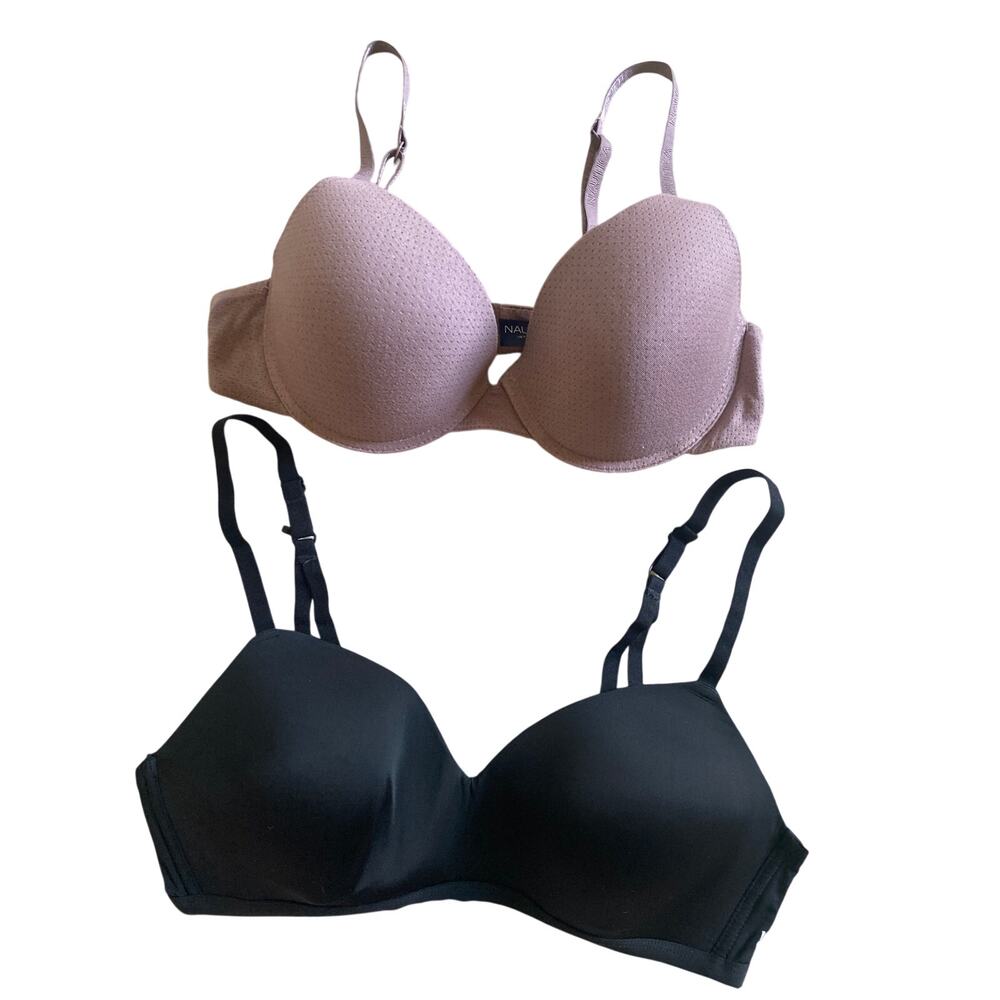 Lot of 2 36C Bras KINDLY YOURS & NAUTICAL Black Mauve Purple Soft Padded